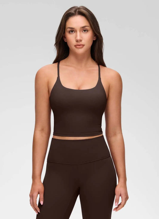 Butterluxe Twist Cross Back Built in Bra Tank